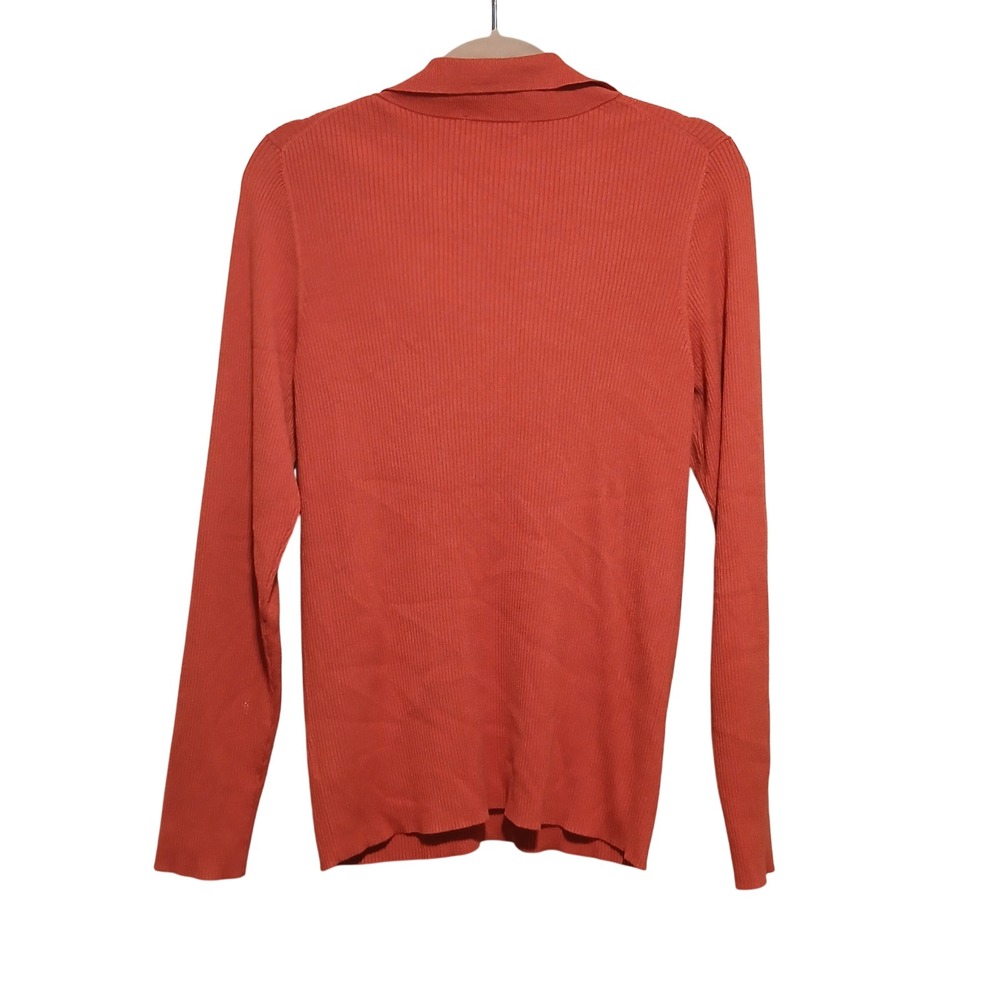 BABATON Orange Ribbed V Neck‎ Collar Long Sleeve Sweater Knit Top XL - Picture 5 of 10